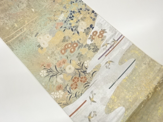 JAPANESE FUKURO OBI / WOVEN CRANE & EGASUMI PATTERN